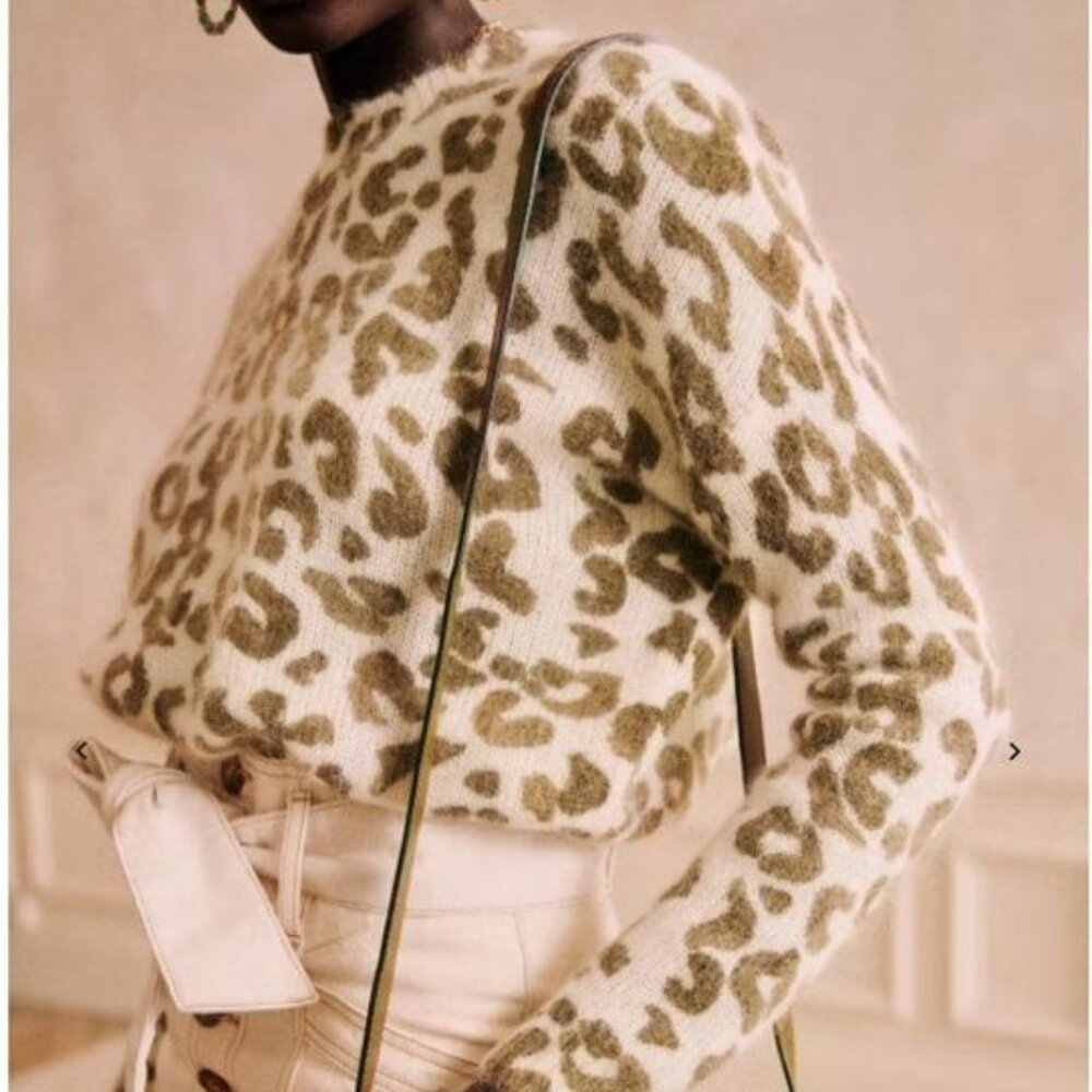 Sezane Indiana Jumper - Leopard Print Sz Small
